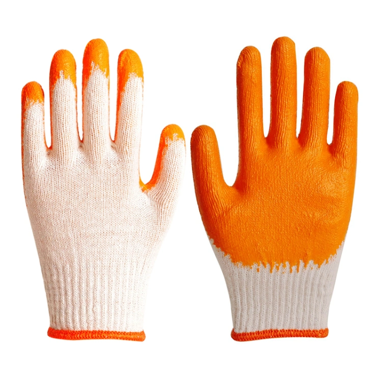 10 Gauge Wholesale Cheap Orange Latex Coated Guantes Knitted Cotton Hand Safety Working Gloves