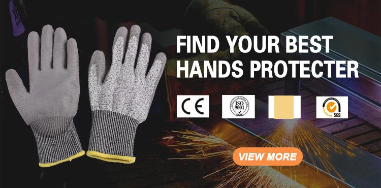 13G Anti Cut Level 5 Gray PU Coated Hppe Cut Resistant Safety Work Gloves