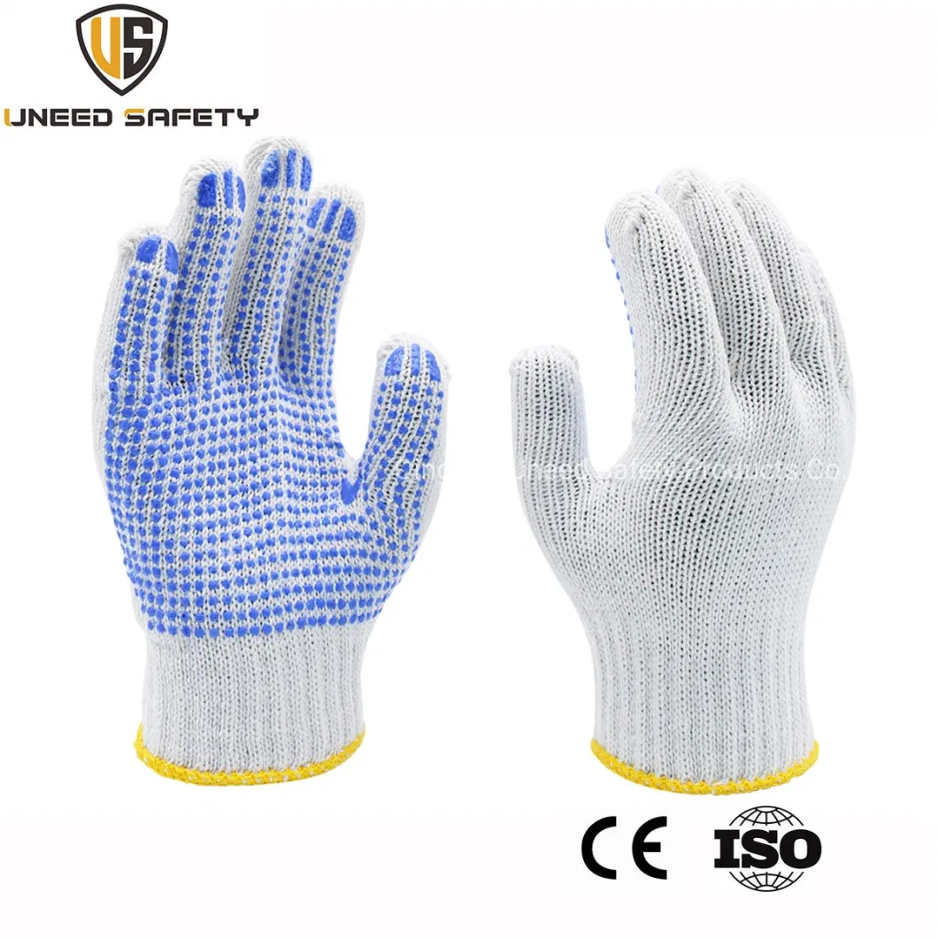 7g Knitted Yarn PVC Dotted Labor Industrial Cotton Knit Safety Work Gloves