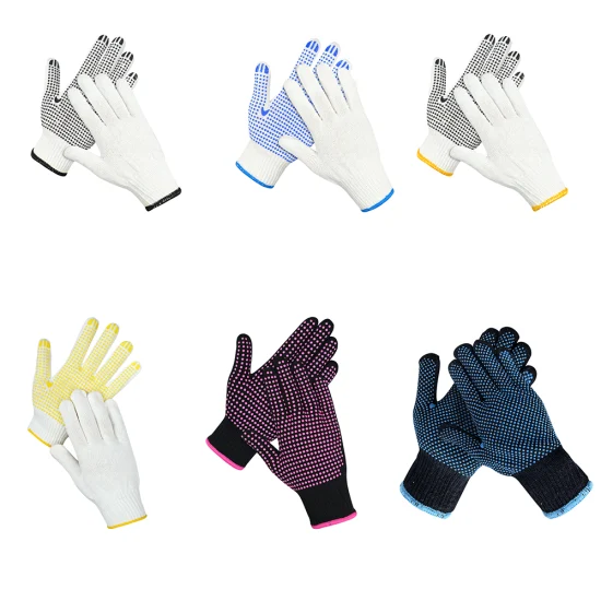 Перчатки с точками/точками из ПВХ, рабочие перчатки, обеспечивающие безопасность работы, хлопчатобумажные трикотажные перчатки