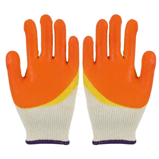 Фабричные защитные рабочие перчатки из полиэстера, нейлона и латекса 13 калибра с мятым/морщинистым покрытием многоразовые защитные рабочие перчатки